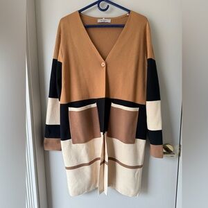 Bailey Open Front Long Cardigan with Faux Fur Removable Collar